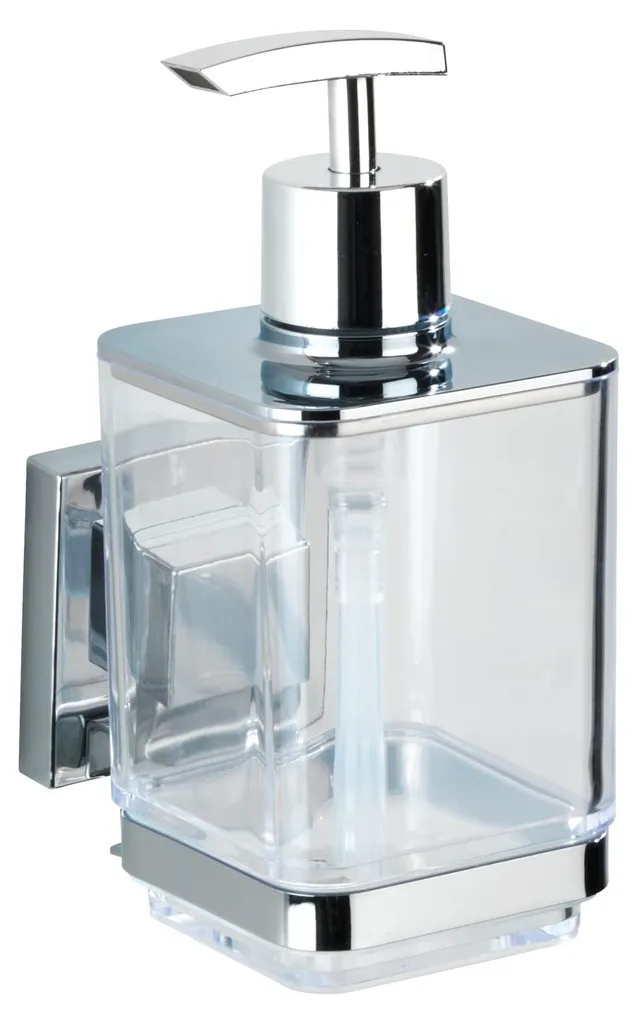 Distributeur de savon mural sans trou ni vis Quadro inox transparent