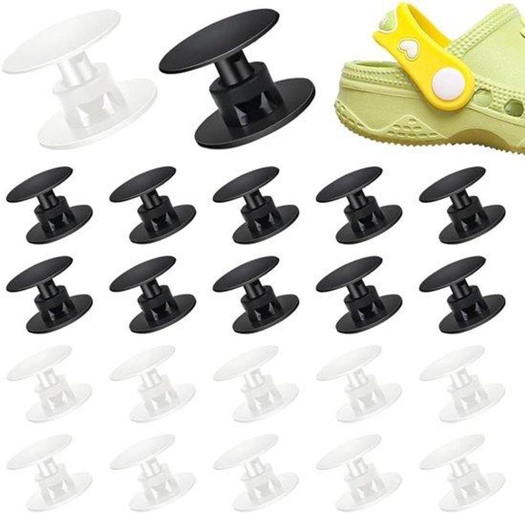 20 Stück Push-in Klinknagel für Strand-Schuhe, 16 x 13 x 115 mm, schwarz/weiß