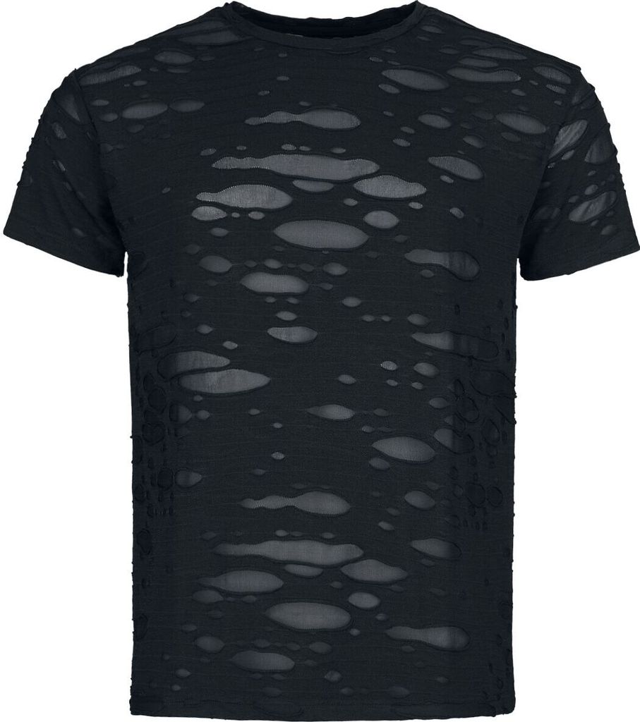 Gothicana by EMP Herren schwarzes T-Shirt mit Cut-Outs und transparentem Stoff XL