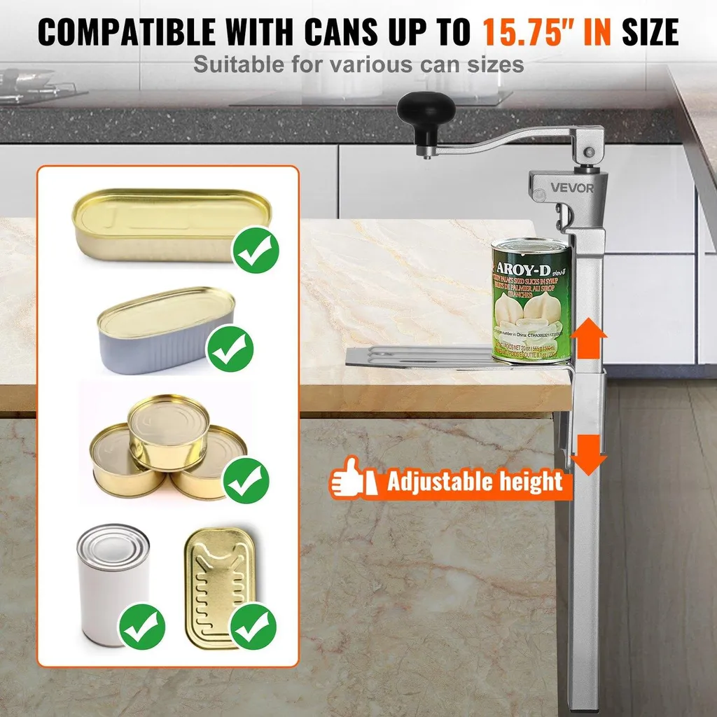 Ouvre-boîtes robuste de table inox avec fixation vis pour magasins