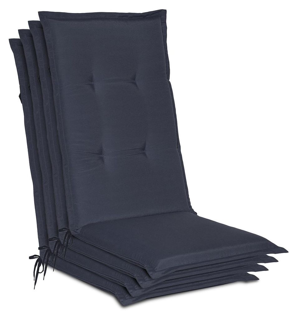 Beautissu 4er Set Gartenstuhlauflage Loft HL Dunkelblau, Produktbild 