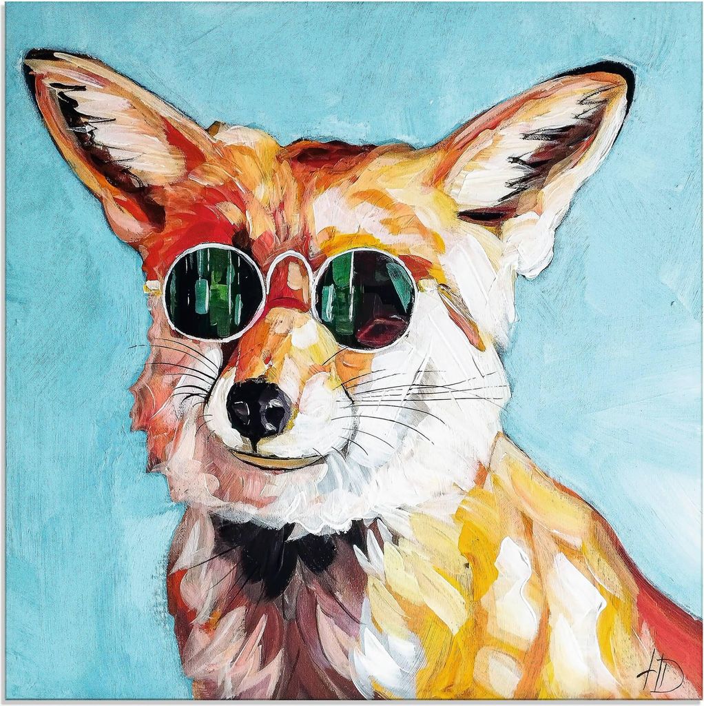 ARTland Glasbild Fuchs in Sonnenbrille Größe: 30x30 cm
