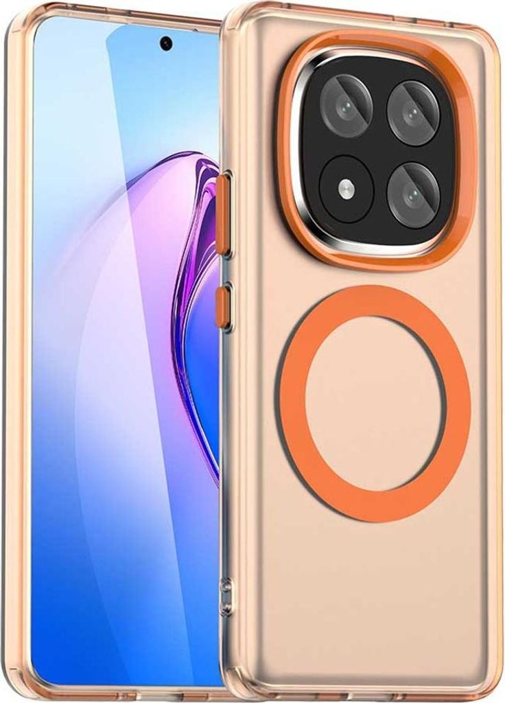 MagSafe Hülle für Xiaomi Redmi Note 14 Pro Plus - Phonesta HardFrost Semi-Transparent Back Cover - Matt Orange