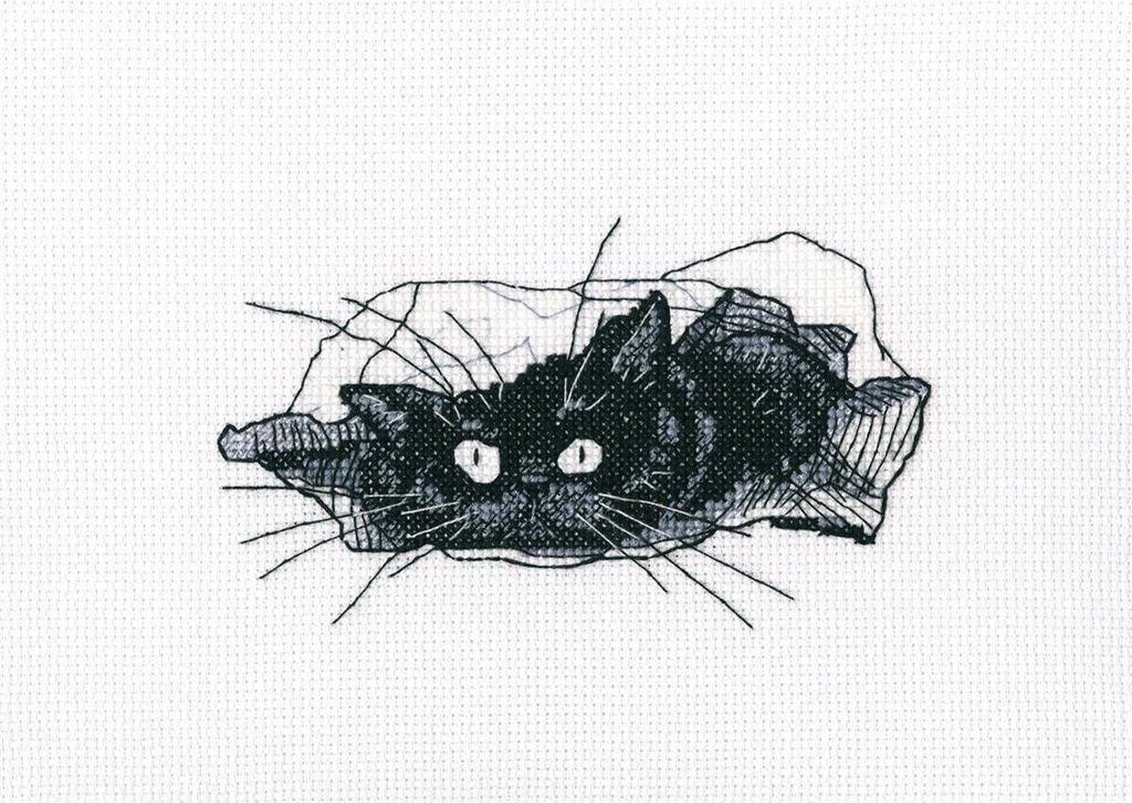 RTO Kreuzstich Set "Schwarze Katze" M667, Zählmuster, 13,5x8 cm