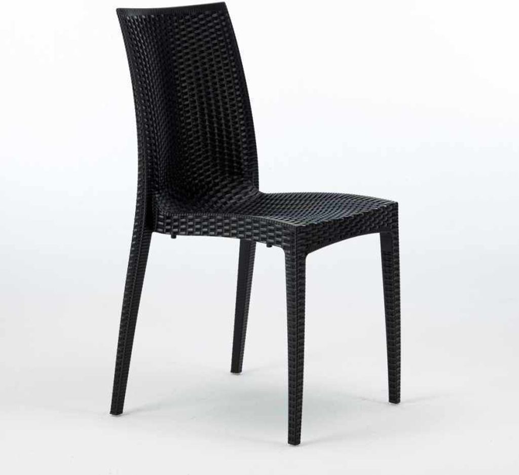 22er Bistrot Grand Soleil Poly-Rattan-Stühle für Bar und Gartenrestaurant Stock - Schwarz