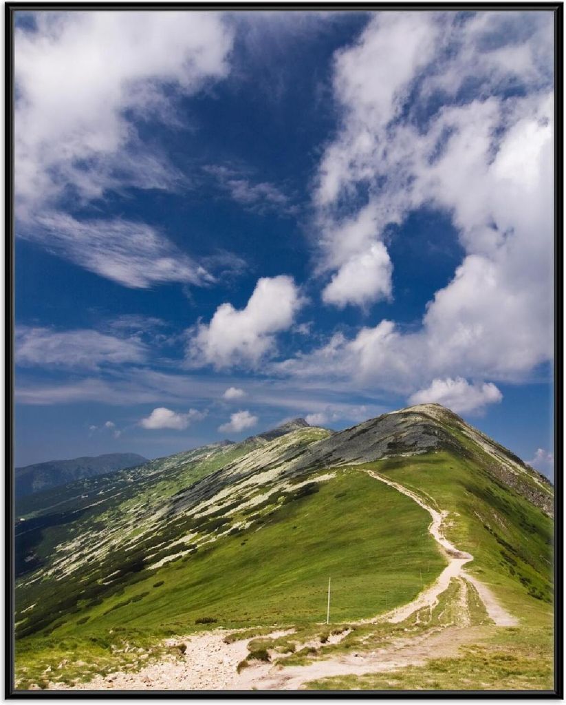 Wallario Wandbild Alpenluft, Größe: 40,30 x 50,30 cm, Poster mit schwarzem Aluminiumrahmen