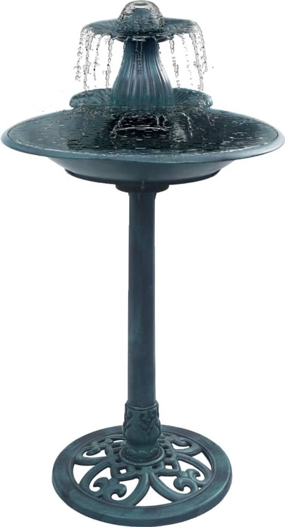 The Living Store Vogelbad mit Springbrunnen Grün 50×91 cm Kunststoff