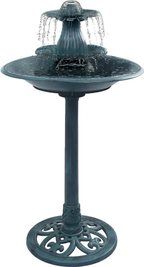 The Living Store Bain d'Oiseaux avec Fontaine Vert 50x91 cm en Plastique