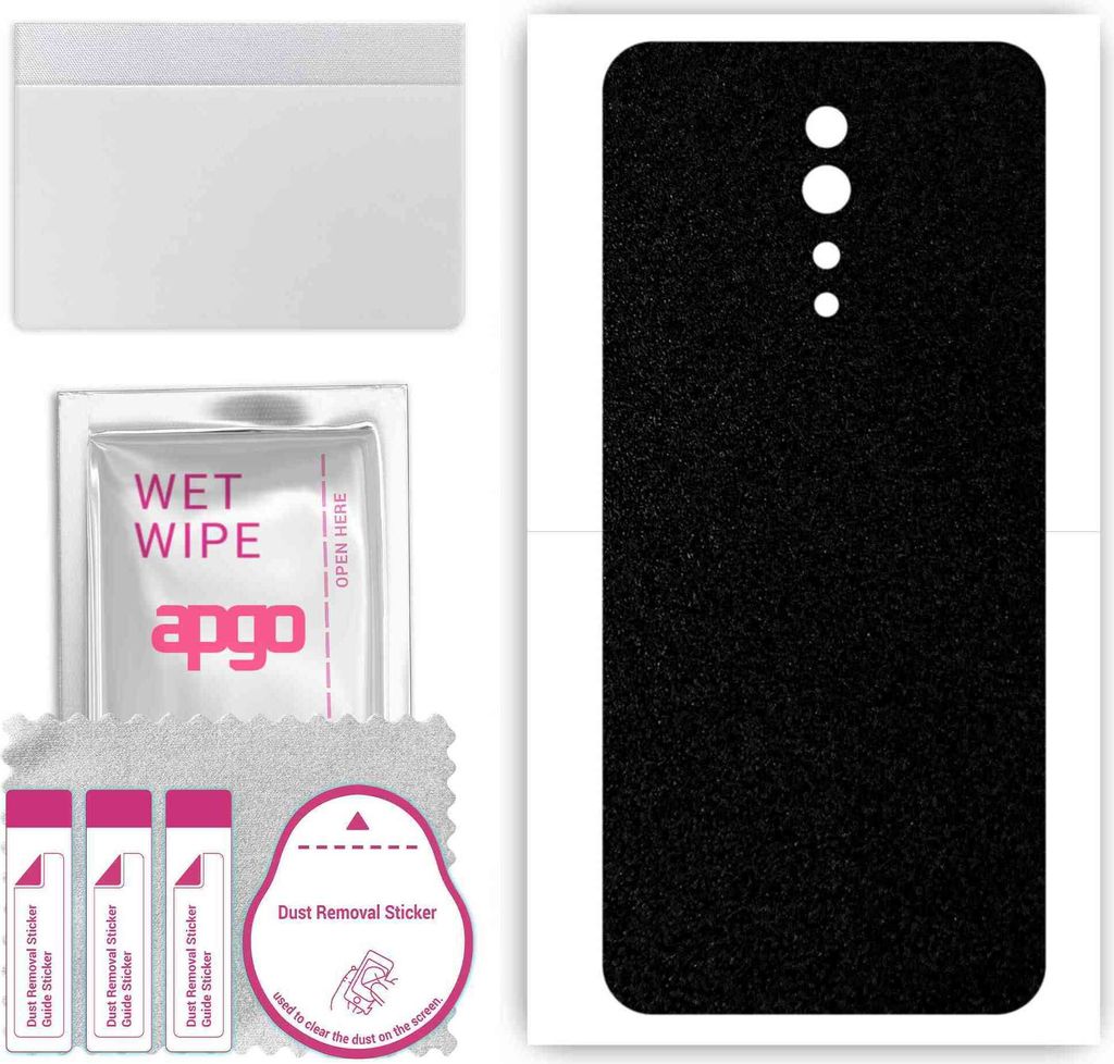 apgo Rückseite Schutzfolie, Skin, kompatibel mit Oppo Reno Z, Hinten Displayschutzfolie aus Vinylfolie, kratzfest, einfache Montage - Mattschwarz