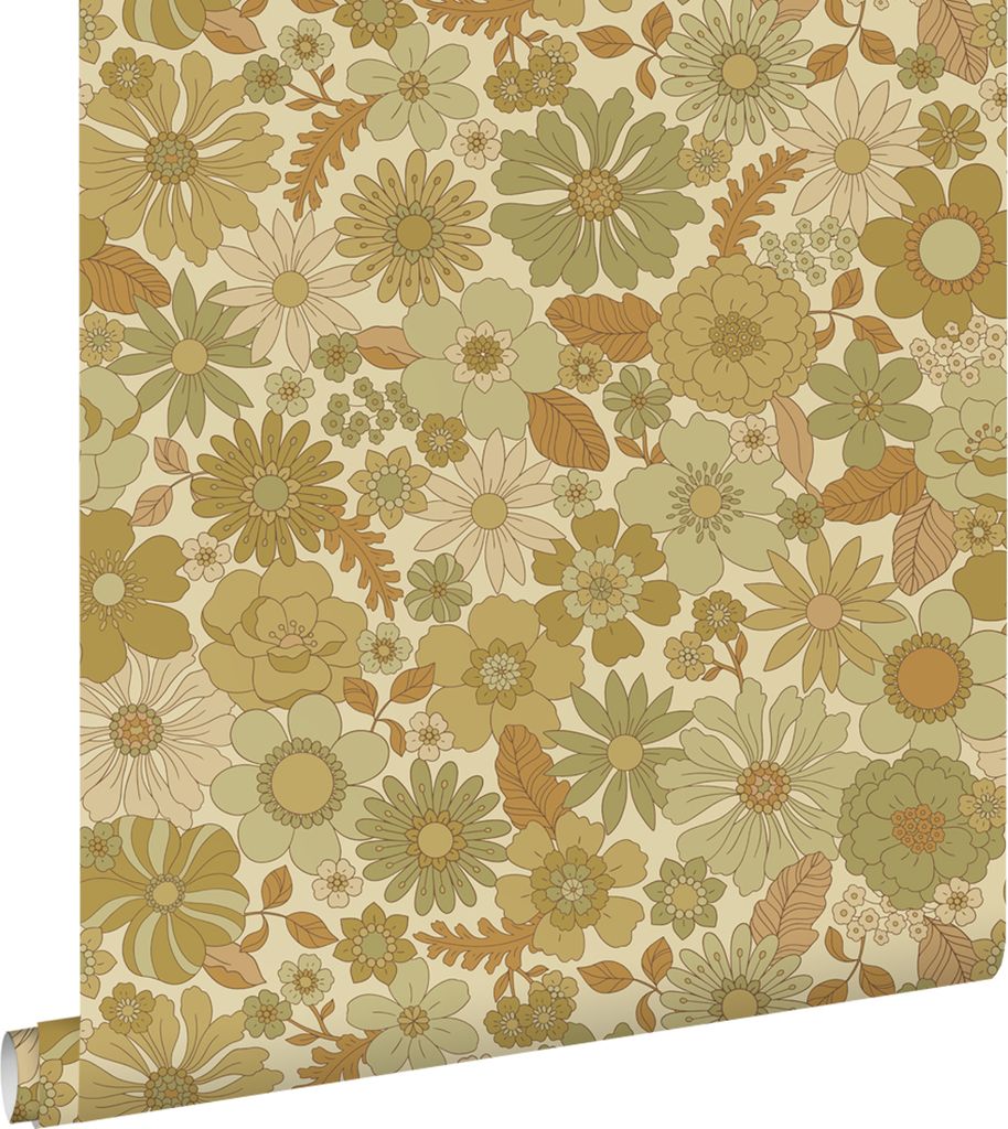 ESTAhome Tapete Retro Blumen Graugrün 50 x 900 cm Produktbild 