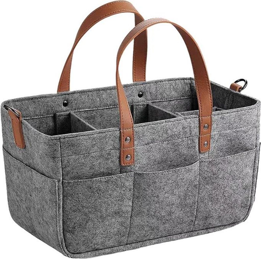 INF Filz-Wickeltasche Organizer - Tragbare Windelwechseltasche für Babyutensilien Dunkelgrau L