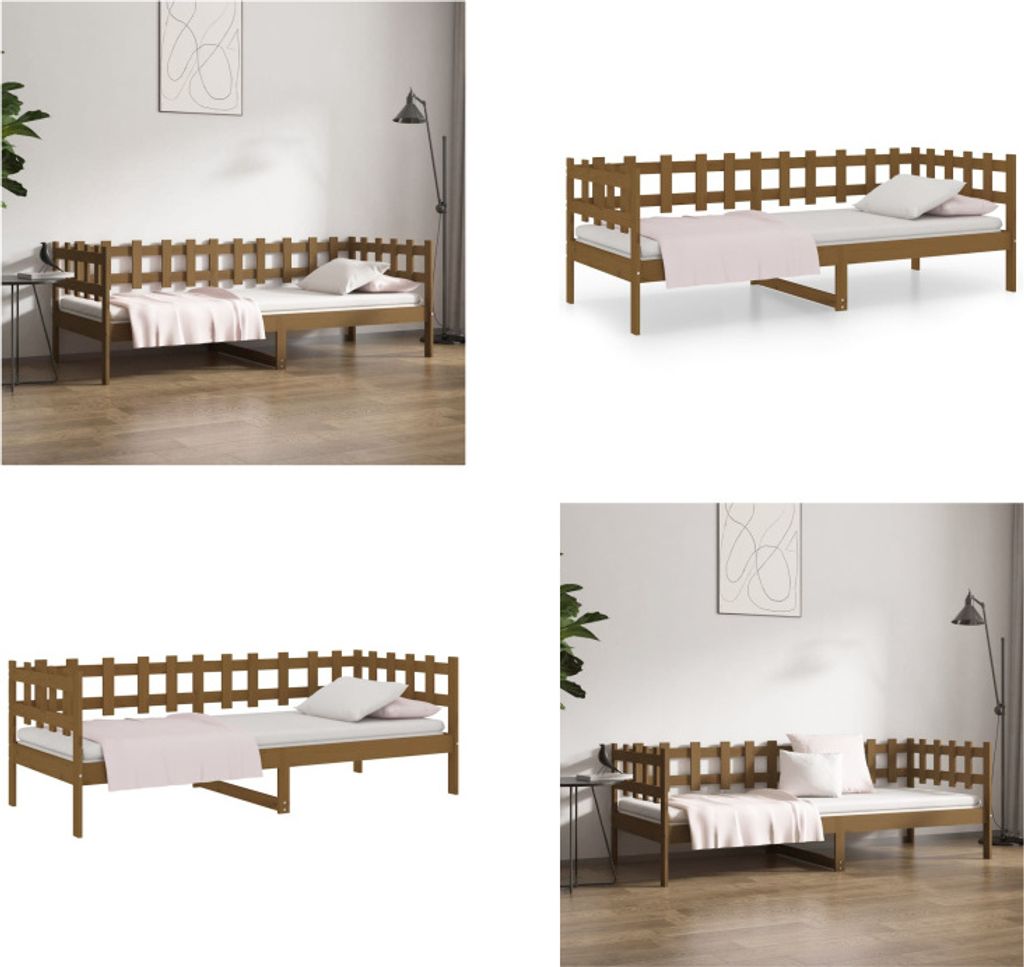 vidaXL Tagesbett Honigbraun 90x200 cm Massivholz Kiefer - Tagesbett - Tagesbetten - Tagesbett Holz - Tagesbett Massivholz