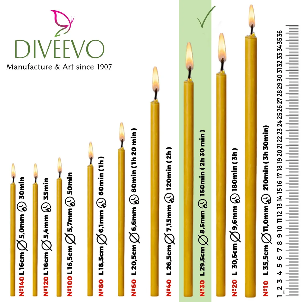 Confezione da 24 candele in cera d'api naturale da 20,3 cm, senza fumo e antigoccia, candele in cera d'api per 8 ore di combustione, per Natale, decorazione domestica, purificazione dell'aria, spa e