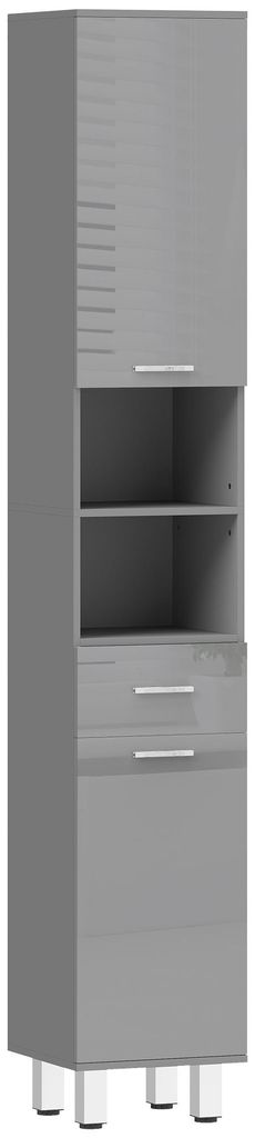 Badezimmerschrank, Badkommode, mit Regalen und Schublade, verstellbar, Grau