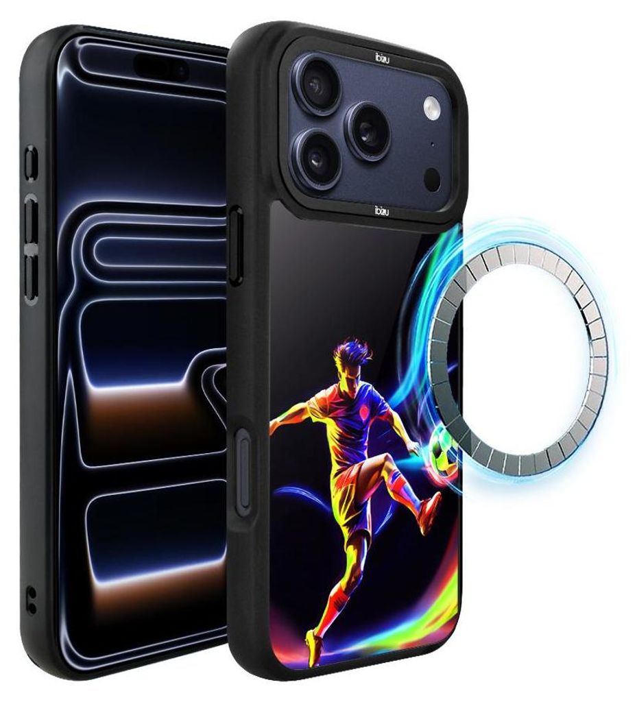 Schutzhülle für das iPhone 17 Pro Max, MagSafe-kompatibel, mattschwarze Seiten, Fußballspieler, für Fußballfans