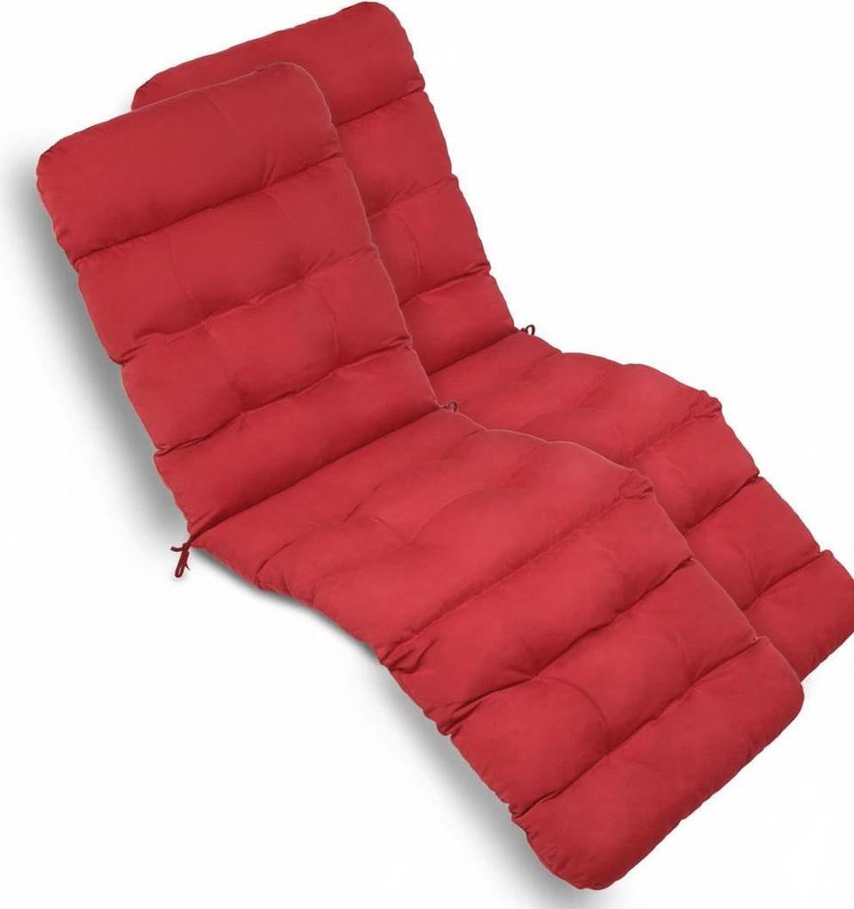 Beautissu 2X Bequeme Liegenauflage Deckchair, 200x50x8 cm, Rot