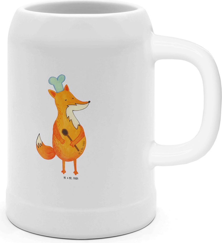 Mr. & Mrs. Panda Krug Fuchs Koch - Weiß - Geschenk, Seidel, Produktbild 