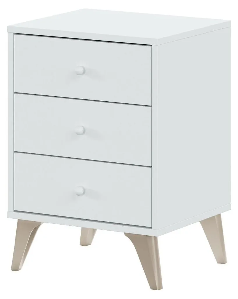 CALICOSY Table de chevet 3 tiroirs Sweet L33,5 cm - Petit Meuble Blanc