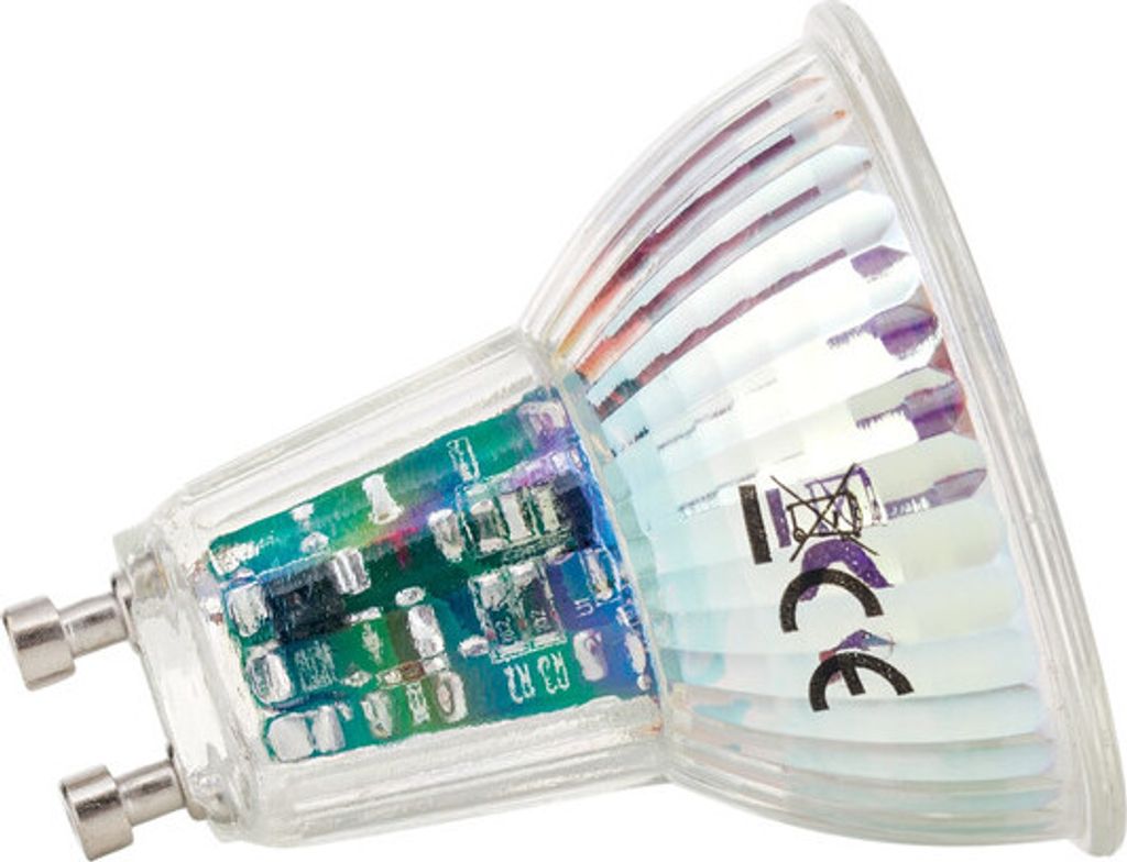 LED Reflektorlampe, GU10, 38°, mit Glasreflektor, Leuchtmittel, Ersatzglühbirne, Ersatzteil, 5 Watt, 400 Lumen, 3000 Kelvin, warmweiß, dimmbar