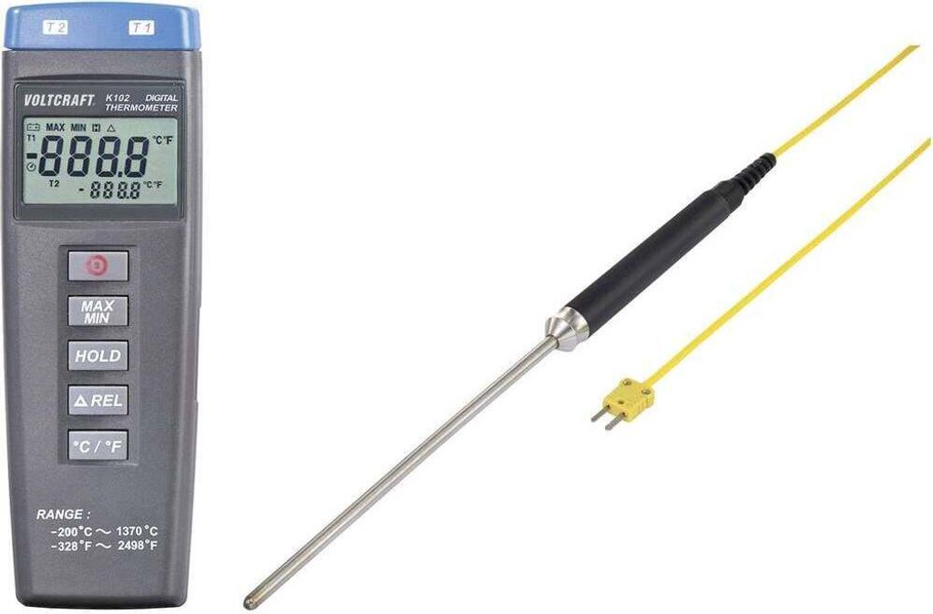 VOLTCRAFT K102 + TP 208 Temperatur-Messgerät Fühler-Typ K