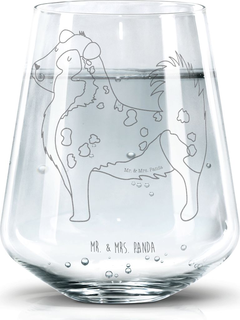 Mr. & Mrs. Panda Glas Hund Australien Shepherd - Transparent - Geschenk, Wasserglas, Sprüche, Becherglas, Trinkglas, Familienhund, Trinkgefäß, T...