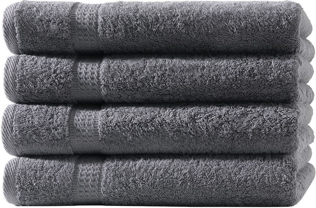 4er Set Frottee Gästetücher Elegance 30x50 cm 100% Baumwolle 500 gsm Gästetuch anthrazit