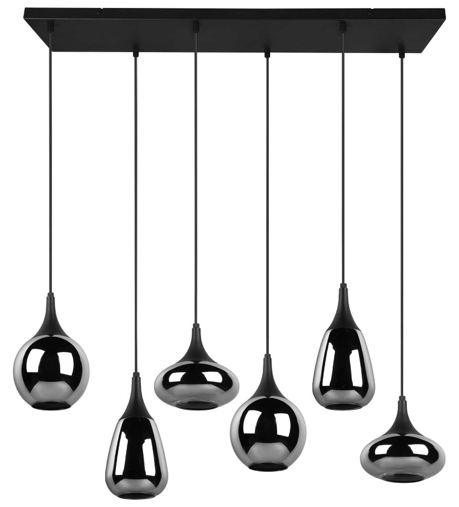 Trio Leuchten LED Pendelleuchte Lumina 6xE14, schwarz, Metall/Glas