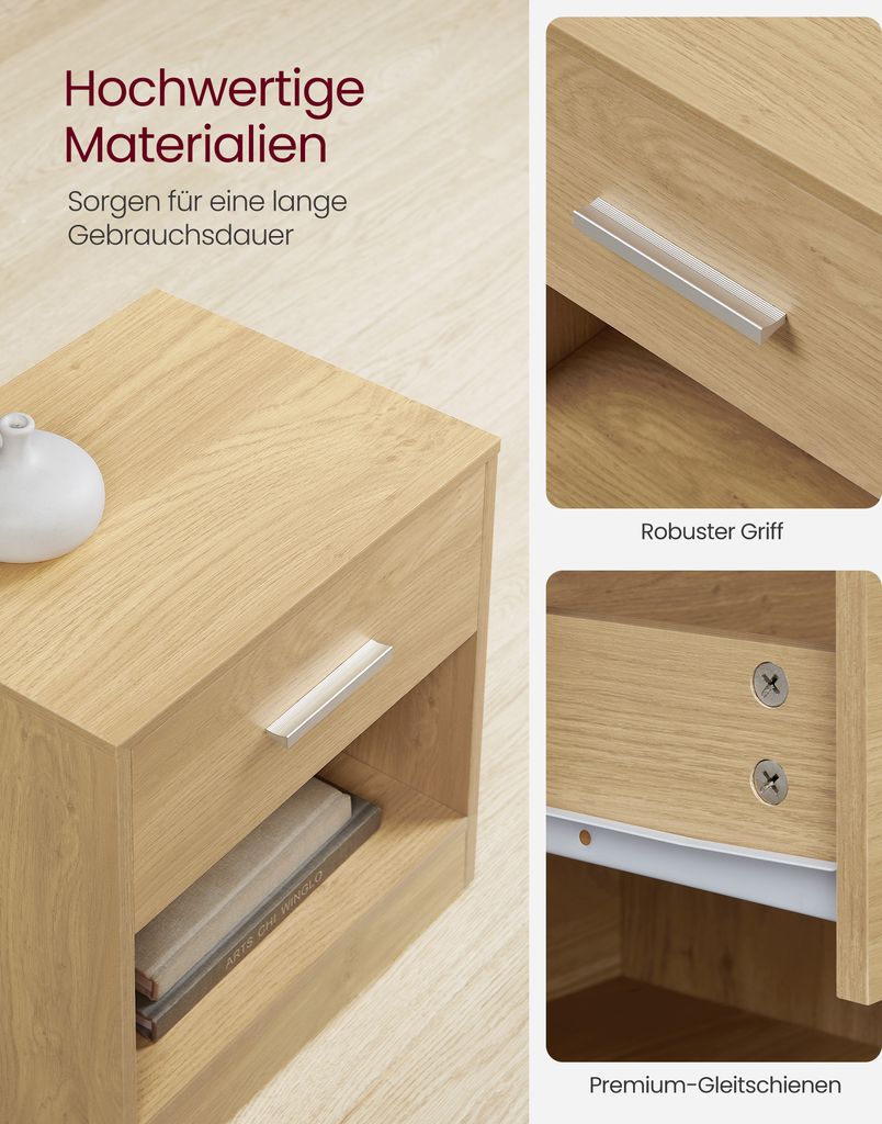VASAGLE Nachttisch, Beistelltisch, mit Schublade, Griff, Produktbild 4
