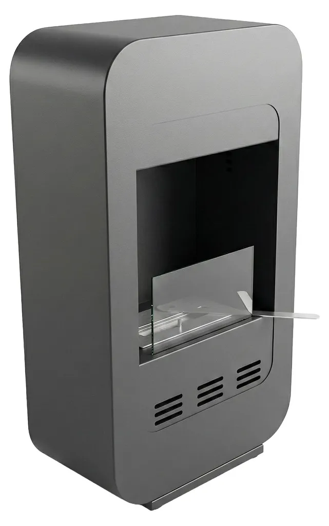 Cheminée Bioéthanol Design sur Pied Noir Livia avec Grand Brûleur de 1,5L