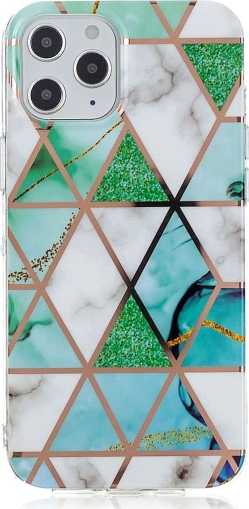 Mobigear Marble iPhone 12 Pro Max Hülle Flexibles TPU Backcover - Weiß / Grün