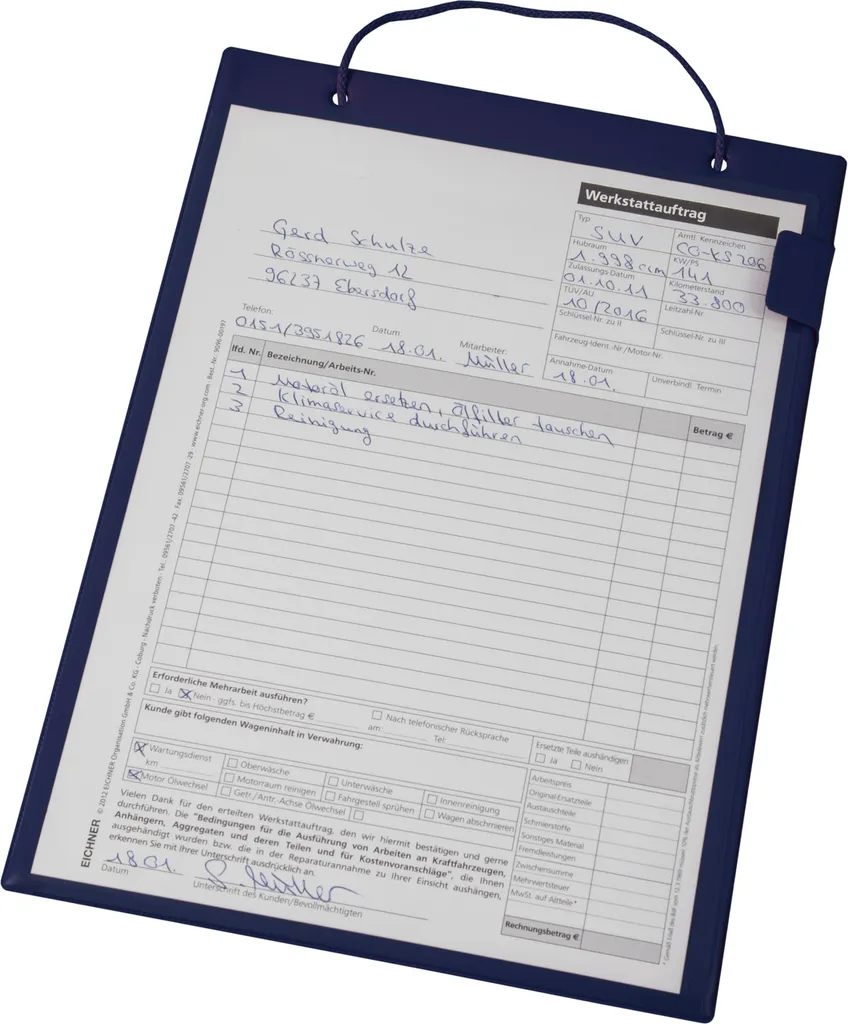 EICHNER 9015-00285 Buste Protettive A4 Blu con Chiusura a Velcro - 10 pz