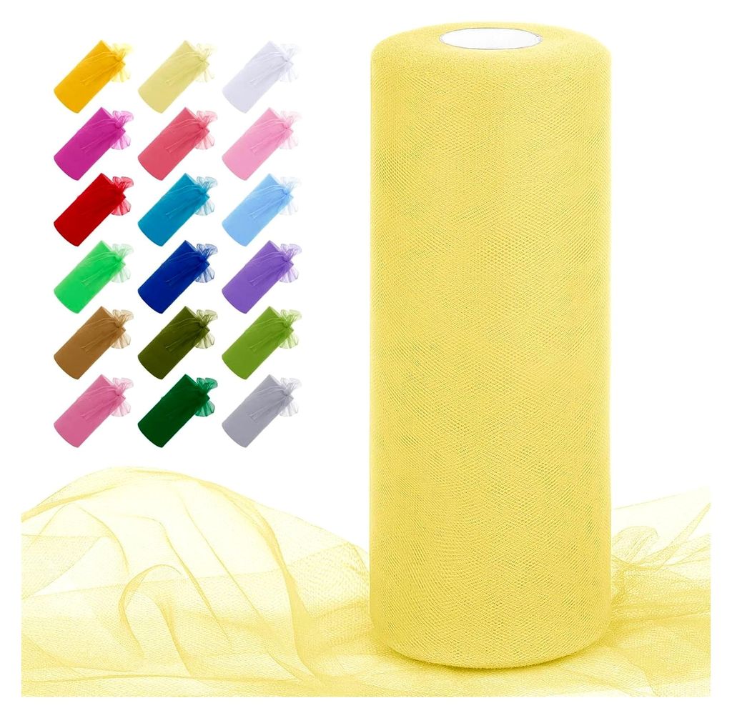 Tüll Hellgelb 30cm x 91m Polyester Netzstoff für Tutu Röcke, Geschenkverpackung, Geburtstags-/Party-/Hochzeitsdekoration, DIY-Projekte