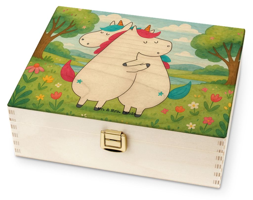 Mr. & Mrs. Panda Tee Box Einhörner Umarmen Design - Weiß - Geschenk, BFF, Unicorn, Freundin, Familie, Teekasten, Teekiste, Teekästchen, holz tee...