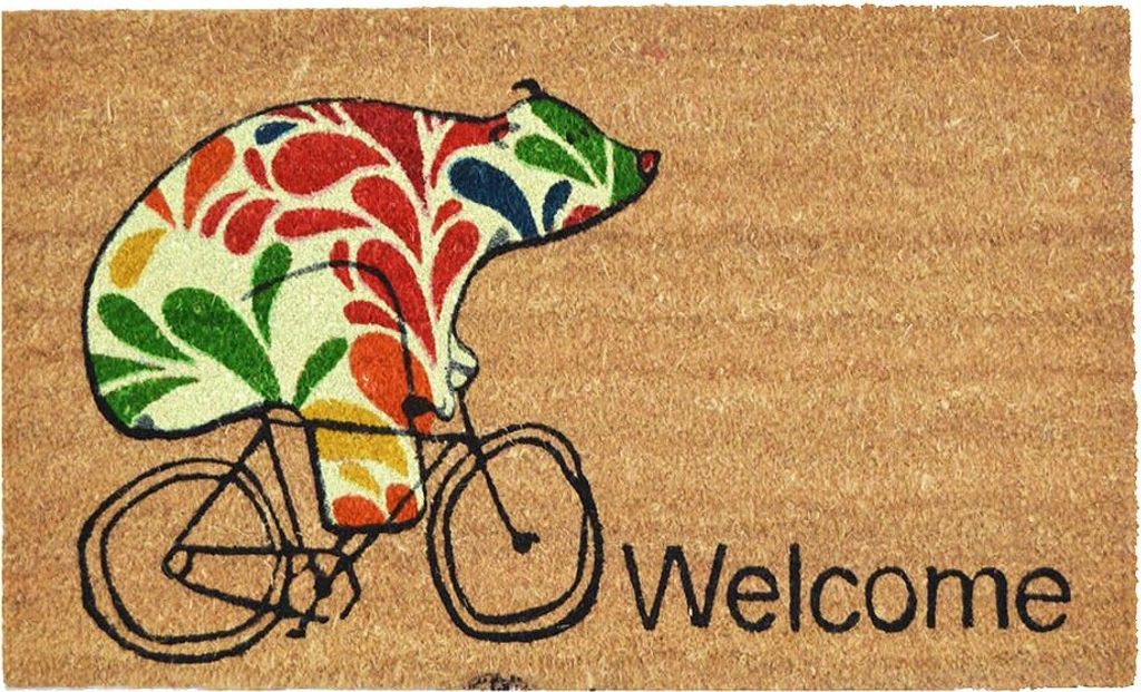 Home Elements Willkommensmatte Bär auf einem Fahrrad 43 x 73 cm