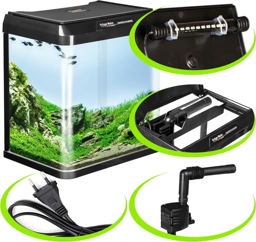 Aquarium Kruger Meier Como 16 l - Solution compacte anti-fuite noir