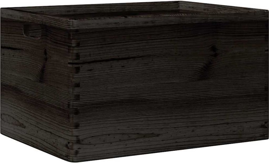 Holzkiste mit Griffen Schwarz 40x30x23 cm Massivholz Kiefer