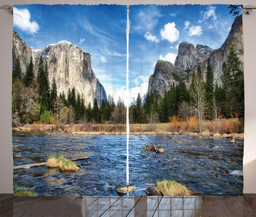 ABAKUHAUS Rideau Rustique Valley National Park 280x225 cm Bleu Azur
