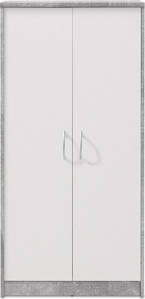 Schrank Beistellschrank Mehrzweckschrank Standschrank Holzschrank "Olli I" Beton / Weiß