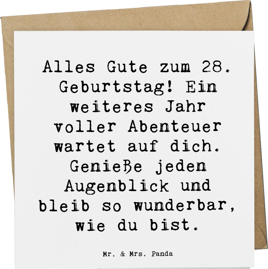 Mr. & Mrs. Panda Klappkarte Spruch 28. Geburtstag - Weiß - Geschenk, Grußkarte, anlasskarte, faltkarte, doppelkarte, Überraschungen, Happy Birth...