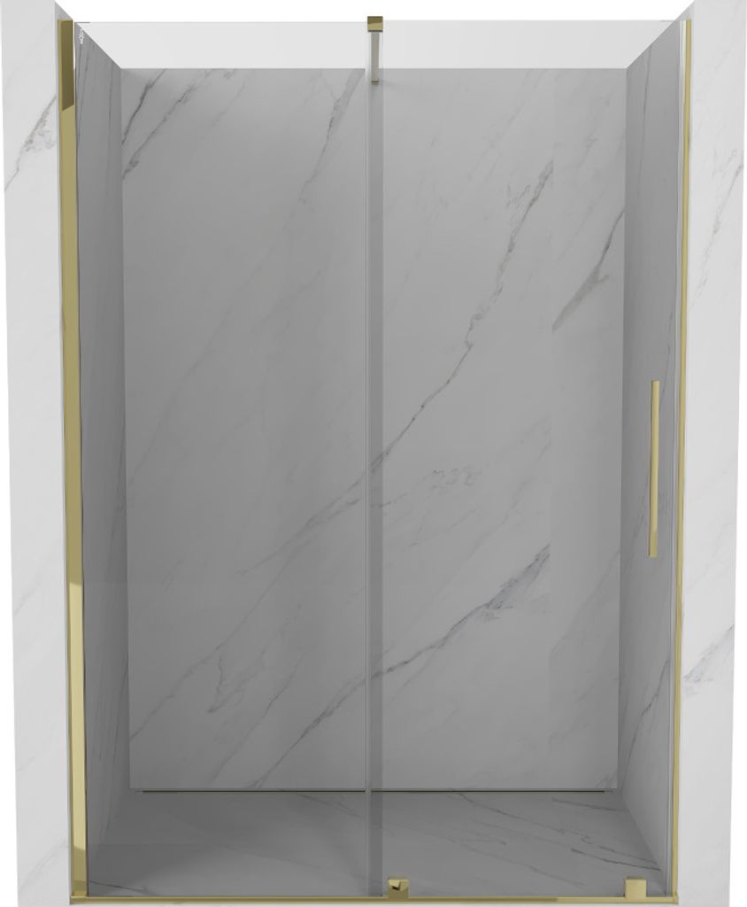 Mexen Velar ausziehbare Duschtür 150 cm, transparent, Gold - 871-150-000-01-50