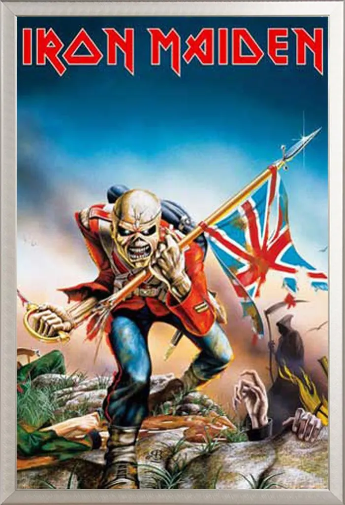 Poster Iron Maiden Trooper + Cornice Alluminio Shinsuke Argento 61x91,5