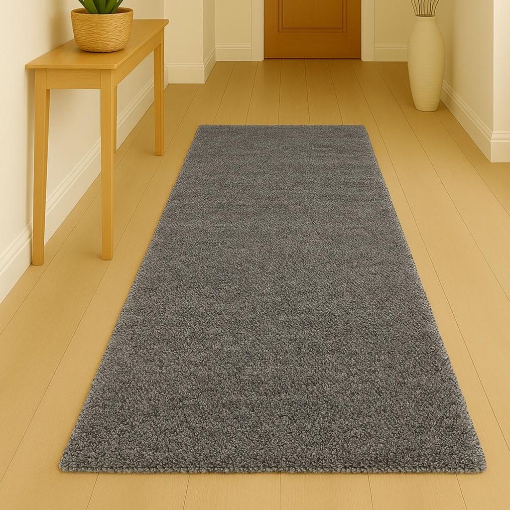 Weicher Shaggy Teppich in Grau – pflegeleichter Hochflor Produktbild 