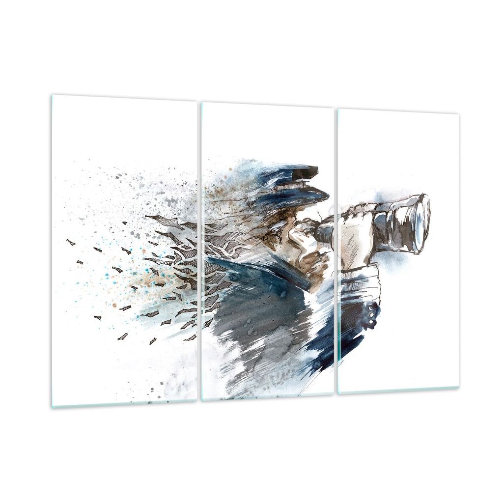 Bilder auf glas - Kopf Illusion Fernglas Mann - 165x110cm - Glasbilder - Wandbilder - Kunstdruck - zum Aufhängen bereit - Wanddekoration aus Glas ...