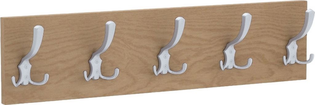AKKE Eiche hell Garderobenleiste horizontal klein ALU haken BxH: 70x15 cm