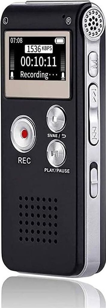 Digitales Diktiergerät, 16GB Mini Aufnahmegerät mit Wiedergabefunktion, USB-wiederaufladbar, MP3-Player für Vorlesungen und Aufnahmen