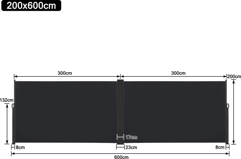 LZQ 200x600cm Ausziehbar Seitenmarkise Polyester Markise Produktbild 2