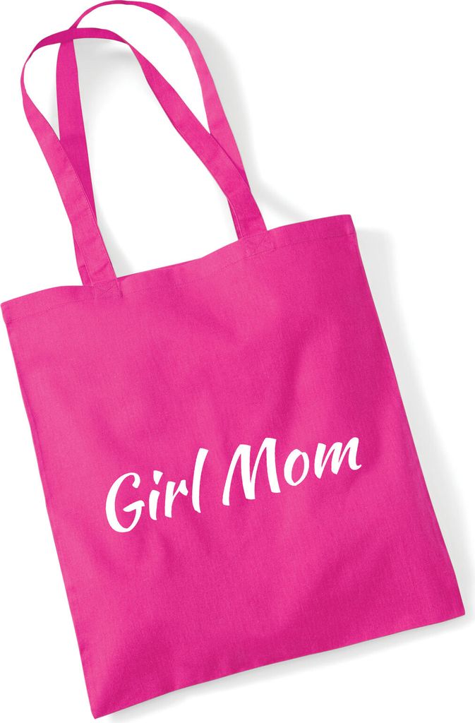 Huuraa Jutebeutel Girl Mom Schriftzug 10 Liter Fuchsia Baumwolle Tasche Geschenkidee