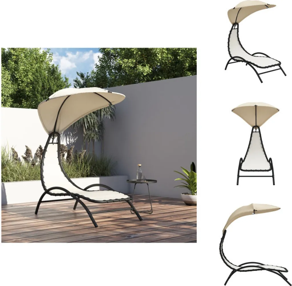 Lettino Prendisole vidaXL Crema con Tettuccio - Design in Acciaio 195cm