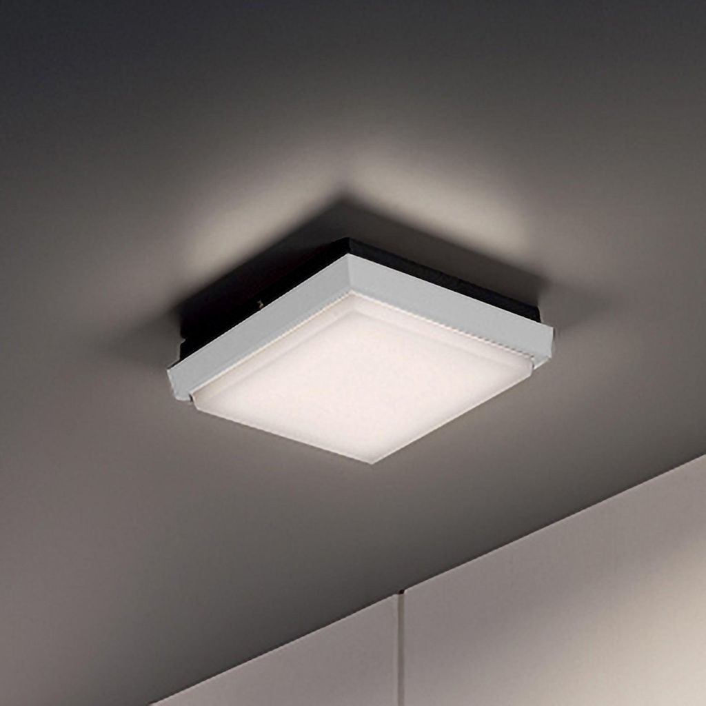 Alu Wand- und Deckenleuchte aus mattweißem Aluminium, 17,5 x 17,5 x 4,5 cm, LED 10 W 3000 K, Schutzart IP54, für die Innen- und Außenbeleuchtung