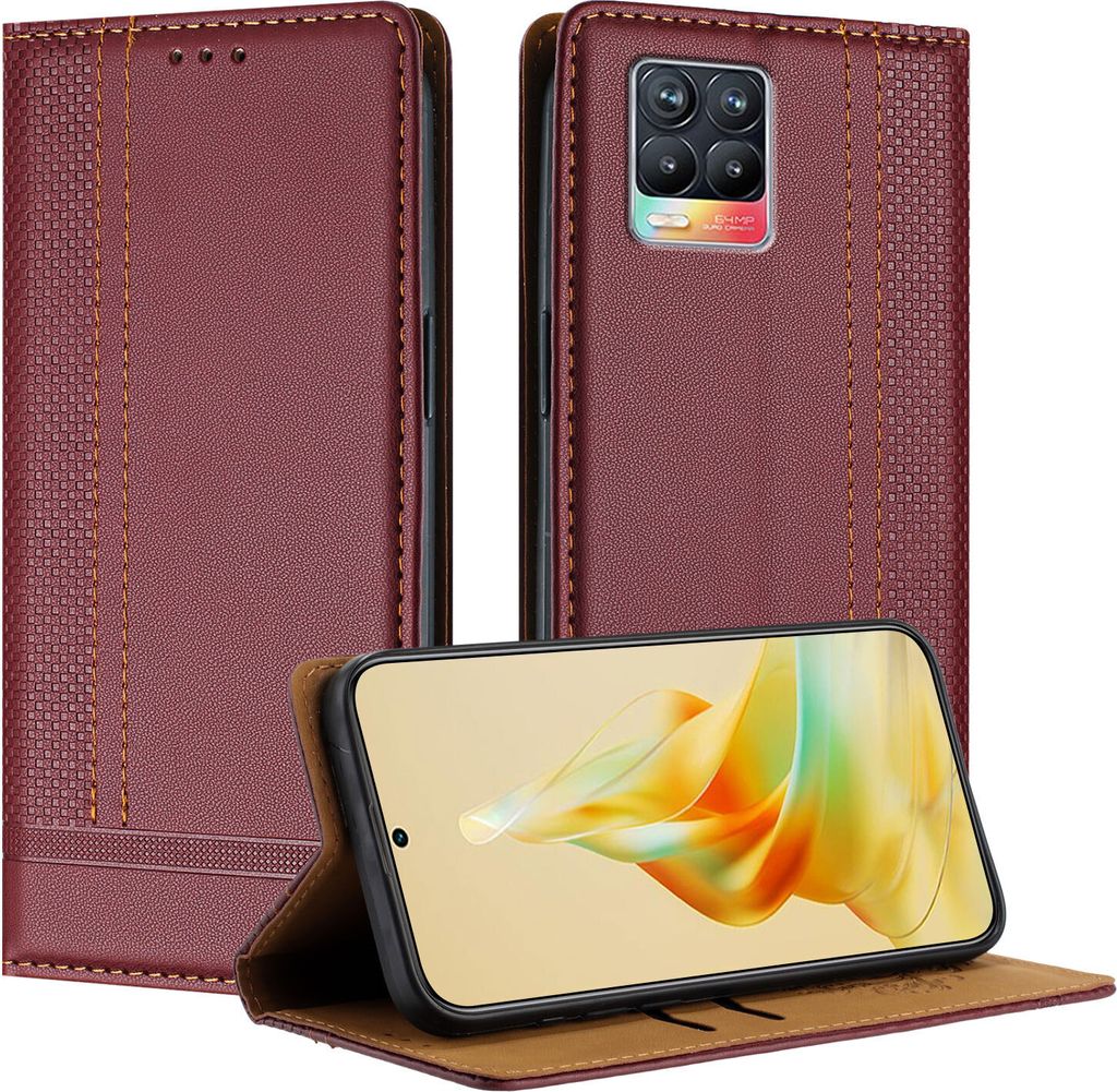 Pouzdro pro Realme 8 5G kožené flipové pouzdro s funkcí Obrázek produktu 